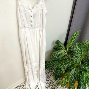 Forever 21 White Maxi Dress with Lace Trim